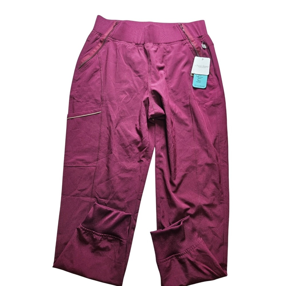 Cherokee Infinity Scrub Pants Womens Medium Wine Purple Jogger CK110A WNPS NEW